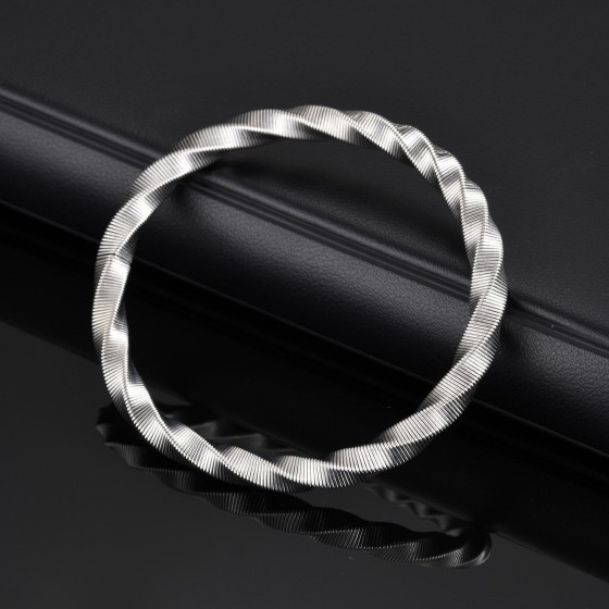 Titanium steel silver color Twisted ring bracelet